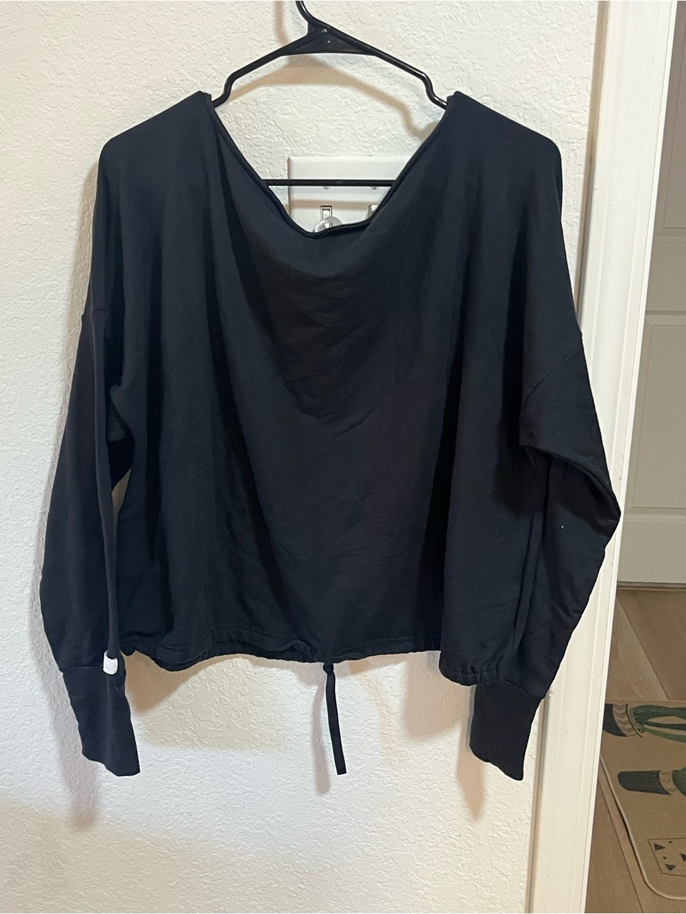 Fabletics Black Cropped Drawstring Boatneck Top - Picture 4 of 11